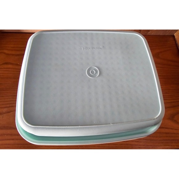 Tupperware Other - Tupperware Vintage Square Container Set Aqua Blue Clear 1285-2 Textured Bottom